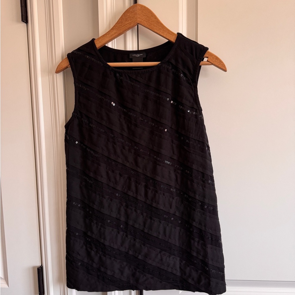 Ann Taylor Black Sequin Tank Top